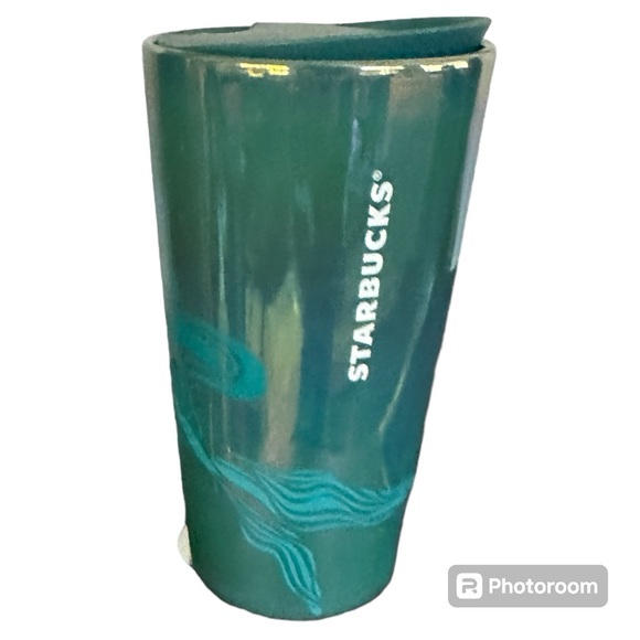 Starbucks 2023  Teal Blue Iridescent Siren Mermaid Ceramic 12 oz Travel Tumbler - Picture 2 of 6